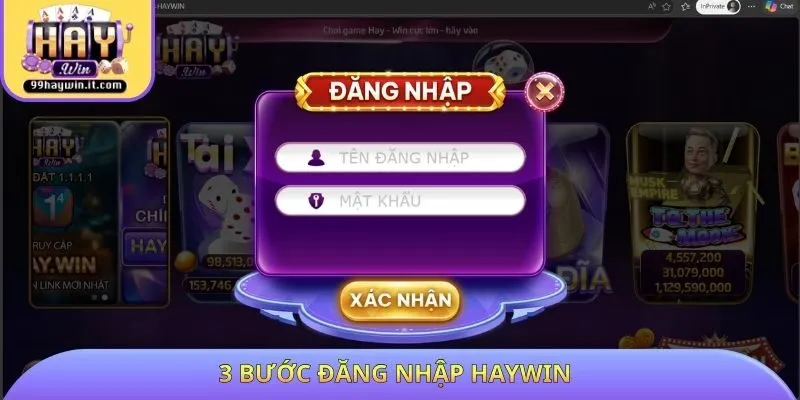 3 bước đăng nhập HAYWIN
