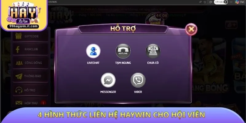 4 hình thức liên hệ HAYWIN cho hội viên