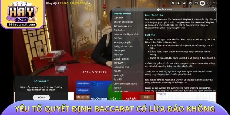 Yếu tố quyết định Baccarat có lừa đảo không